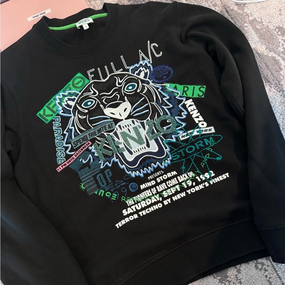 KENZO 'The Winter Capsule' Tiger Embroidery Round-neck Sweatshirt Black Wmns